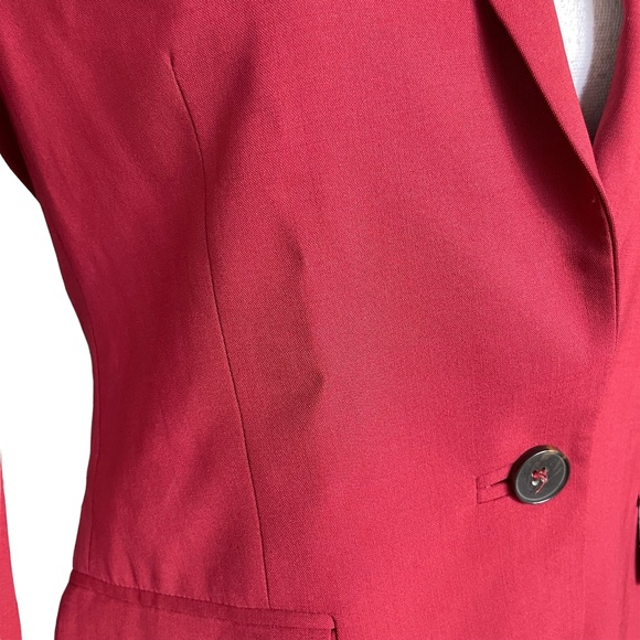 Theory Wool Blazer 4 Gabrielle Tailor Jacket Burgundy Red Single Button Plunging - Picture 10 of 16